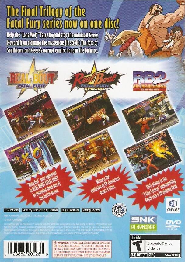 Fatal Fury Battle Archives: Volume 2 - Sony PlayStation 2 (PS2) (SNK Playmore - 1-2) video game collectible [Barcode 828862200372] - Main Image 2