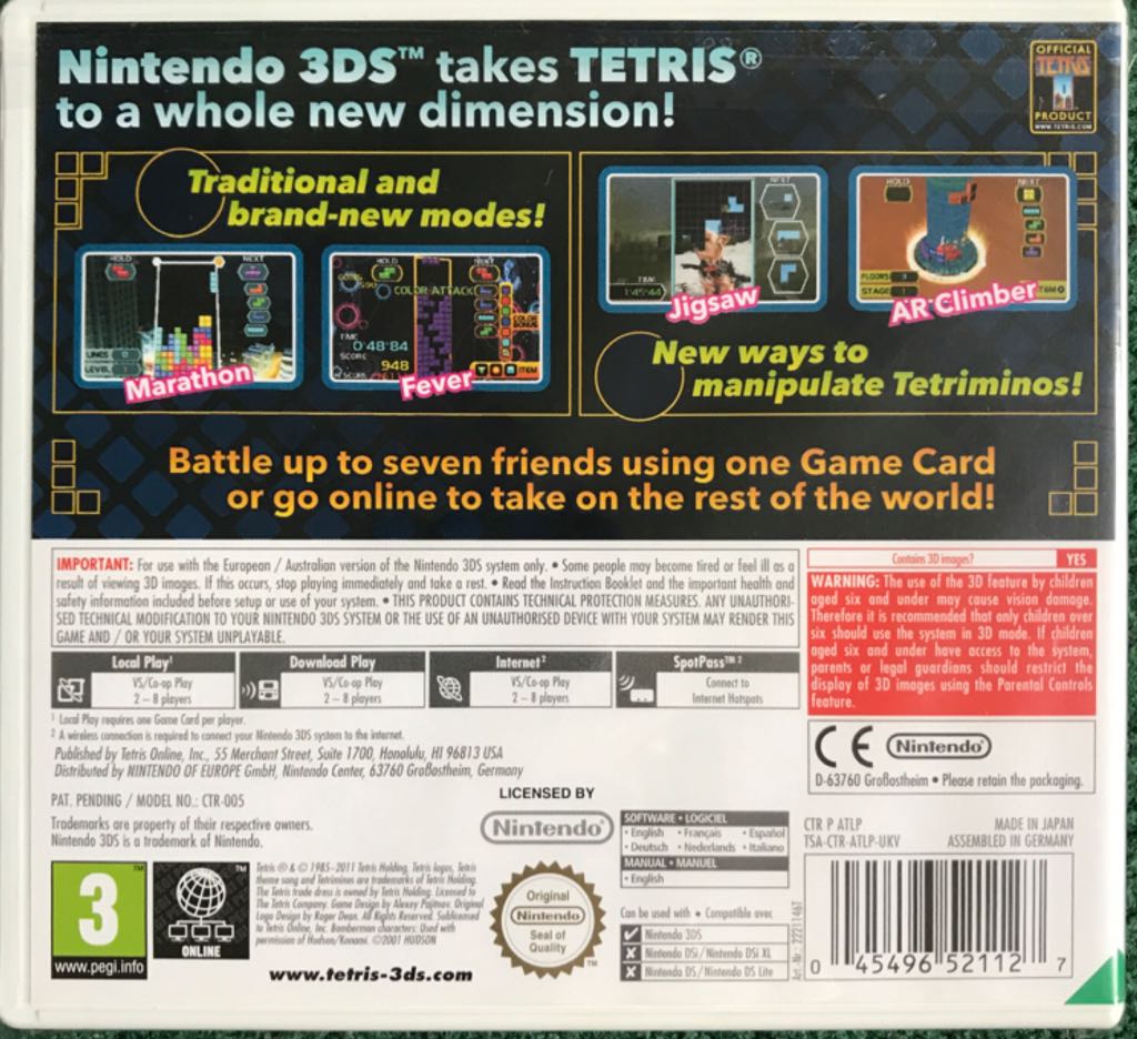 Tetris - Nintendo 3DS (Tetris Online - 1) video game collectible [Barcode 045496521127] - Main Image 2