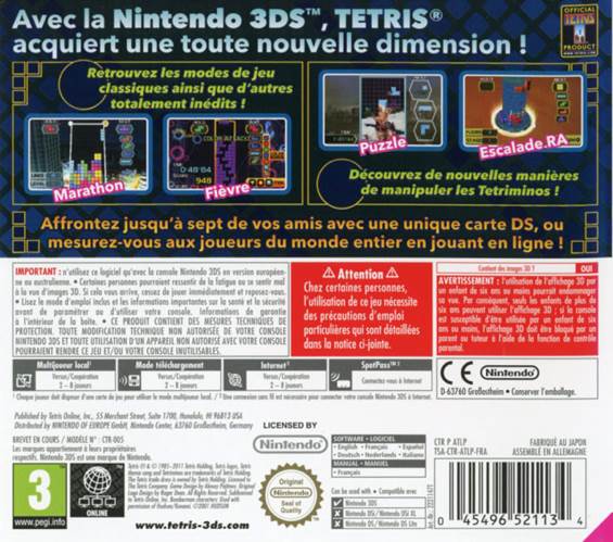Tetris - Nintendo 3DS (Nintendo - 1) video game collectible [Barcode 045496521134] - Main Image 2