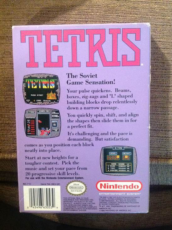 Tetris (CIB) - Nintendo Entertainment System (NES) (Nintendo - 1) video game collectible [Barcode 045496630539] - Main Image 2