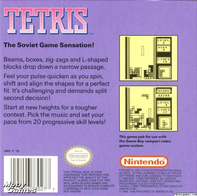 TETRIS (Cart Only) - Nintendo Game Boy (Nintendo - 2 Players) video game collectible [Barcode 045496730277] - Main Image 2