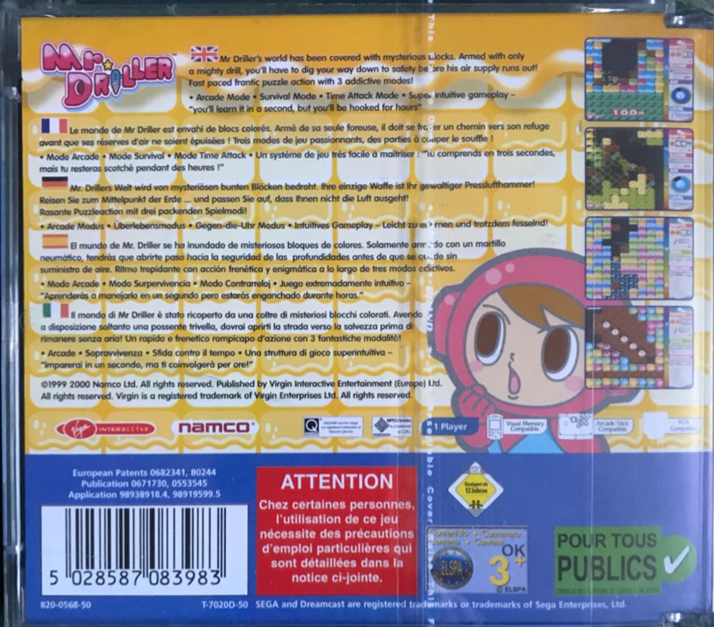Mr Driller - Sega Dreamcast (Namco - 1) video game collectible [Barcode 5028587083983] - Main Image 2