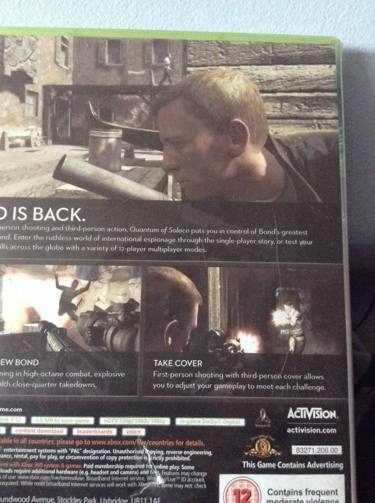 007 Quantum Of Solace - Microsoft Xbox 360 (Activision) video game collectible [Barcode 777720705897] - Main Image 2