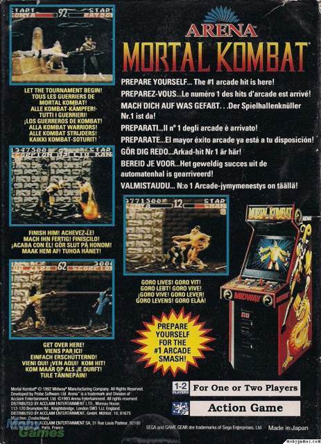 Mortal Kombat - Sega Game Gear (Arena - 2) video game collectible [Barcode 5023843026735] - Main Image 2