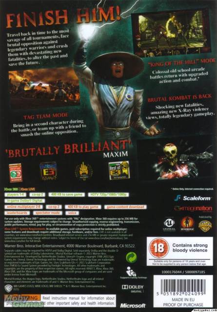 Mortal Kombat - Microsoft Xbox 360 (WB Games Inc. - 1-4) video game collectible [Barcode 5051892024099] - Main Image 2
