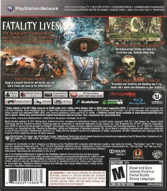 Mortal Kombat - Sony PlayStation 3 (PS3) (WB Games - 4) video game collectible [Barcode 883929158249] - Main Image 2