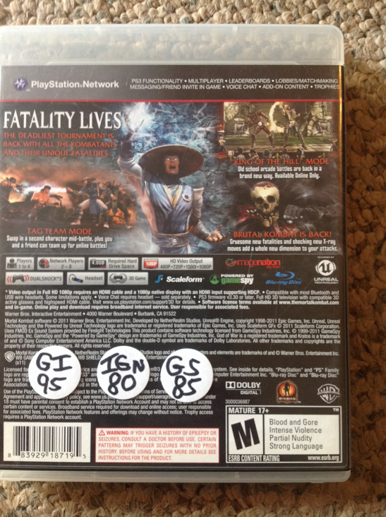 Mortal Kombat - Sony PlayStation 3 (PS3) (Warner Bros. - 2) video game collectible [Barcode 883929187195] - Main Image 2
