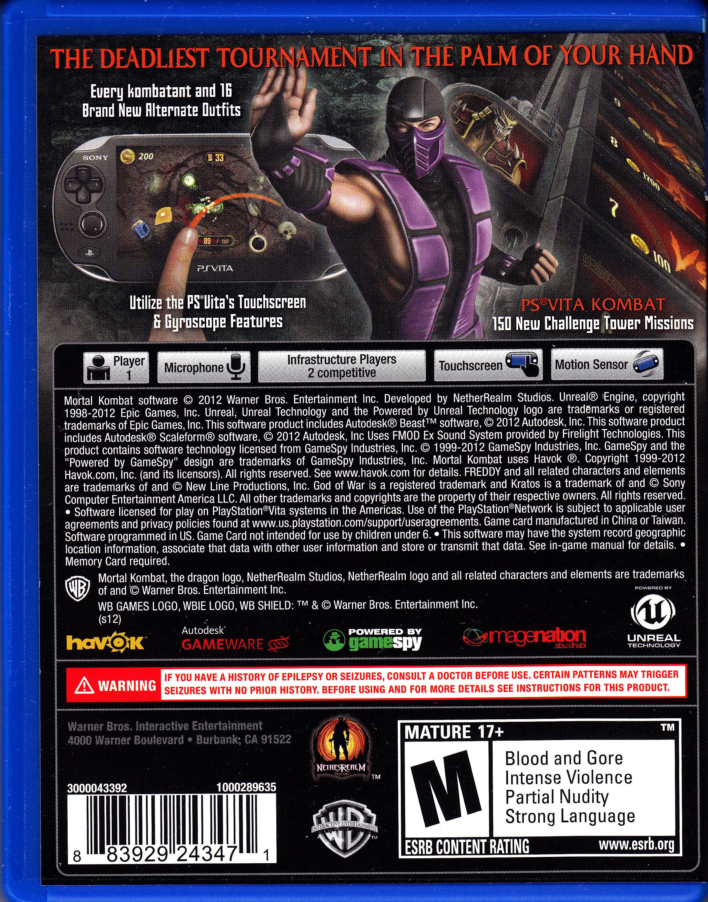 Mortal Kombat - Sony PlayStation Vita (PS Vita) (Nether Realm Studios - 2) video game collectible - Main Image 2