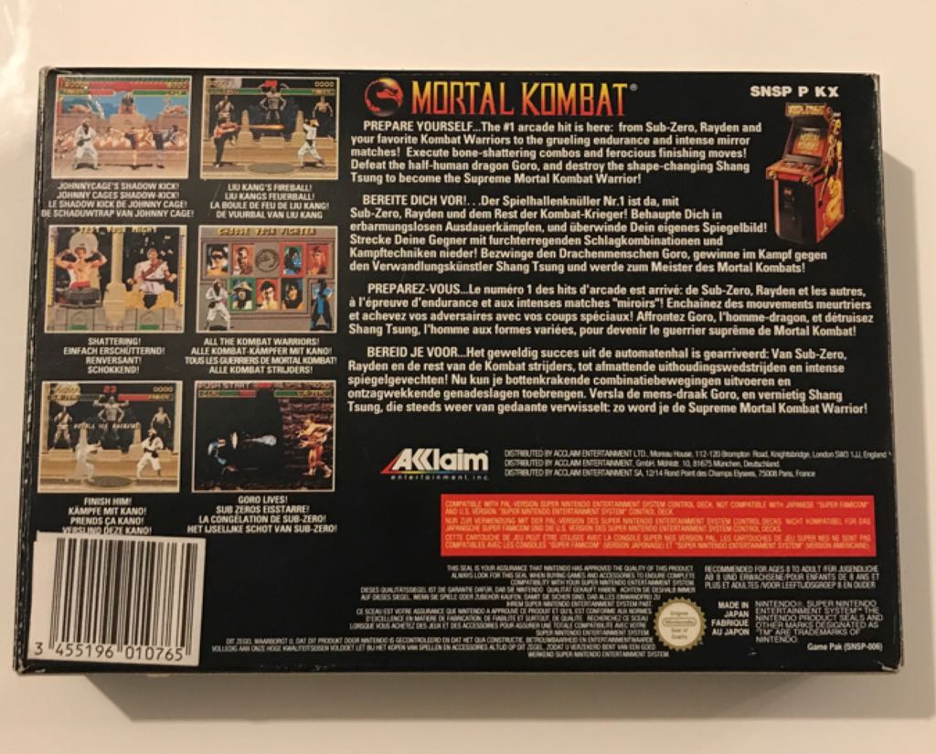 Mortal Kombat - Nintendo Super Nintendo Entertainment System (SNES) video game collectible - Main Image 2