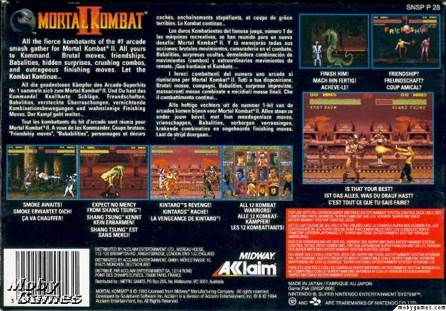 Mortal Kombat II - Nintendo Super Nintendo Entertainment System (SNES) (Aklaim - 2) video game collectible [Barcode 043948536361] - Main Image 2