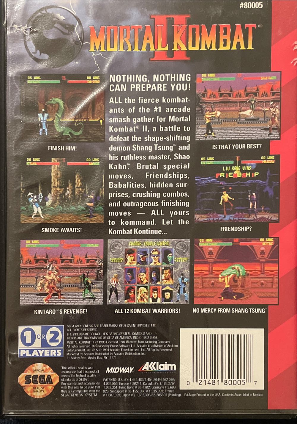 Mortal Kombat 2 - Sega Genesis (Mega Drive) (Akklaim Entertainment - 1) video game collectible - Main Image 4