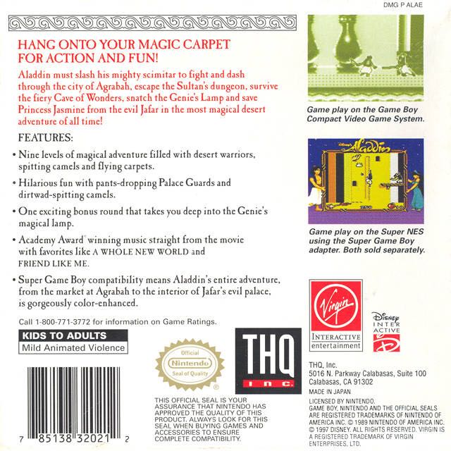 Aladdin - Nintendo Game Boy (Virgin Interactive - 1) video game collectible [Barcode 045496460532] - Main Image 2
