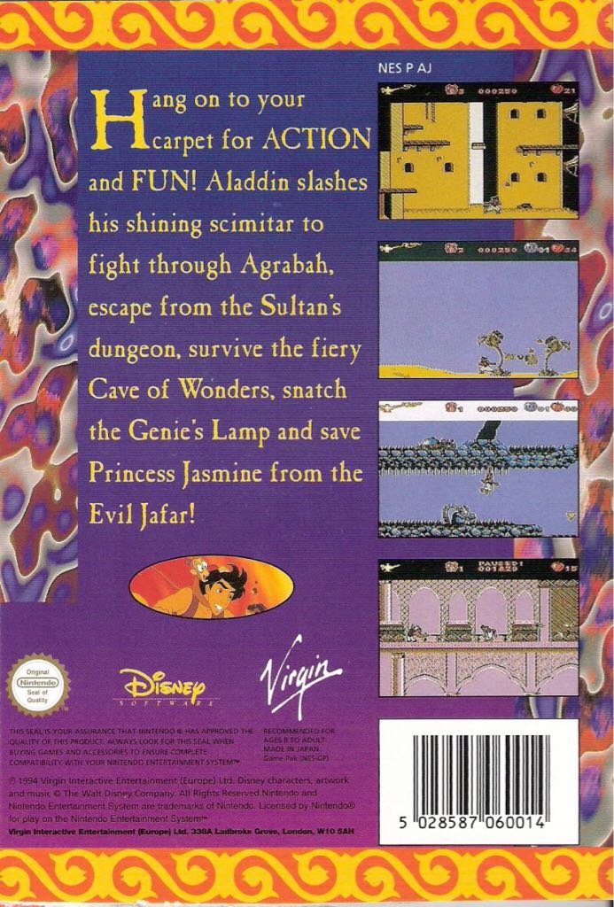 Aladdin - Nintendo Entertainment System (NES) video game collectible - Main Image 2