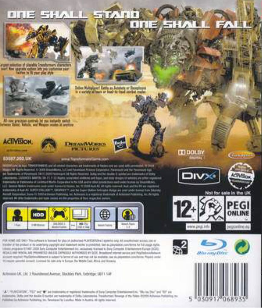 Transformers: Revenge of the Fallen - Sony PlayStation 3 (PS3) (Activision - 1) video game collectible [Barcode 5030917066474] - Main Image 2