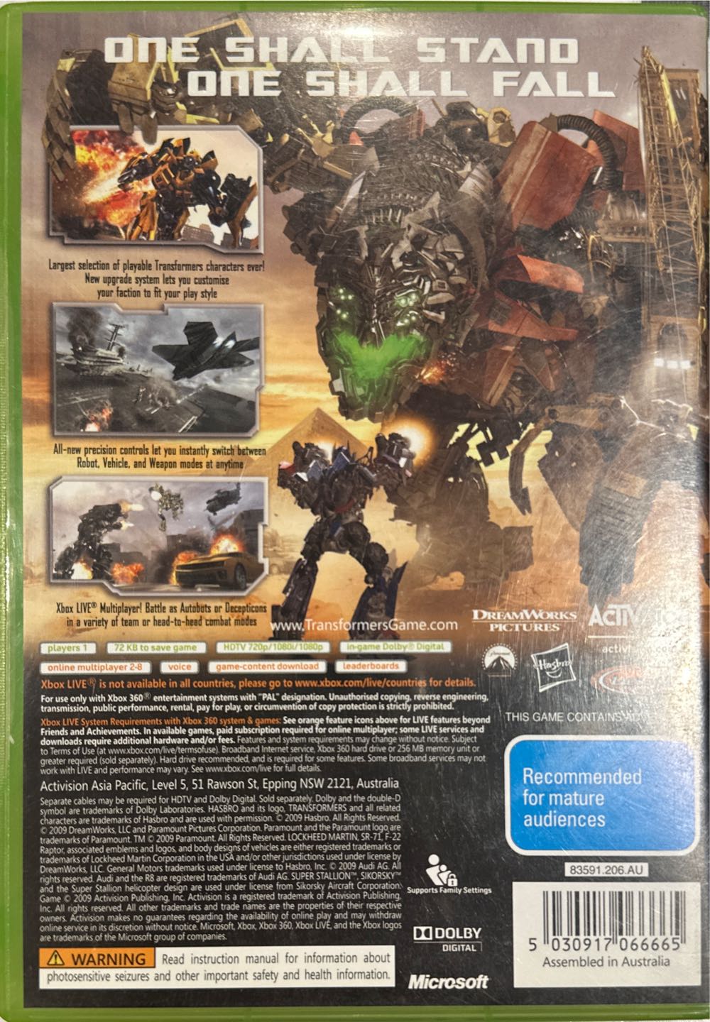 Transformers: Revenge of the Fallen - Microsoft Xbox 360 (Activision - 1) video game collectible [Barcode 5030917066665] - Main Image 2