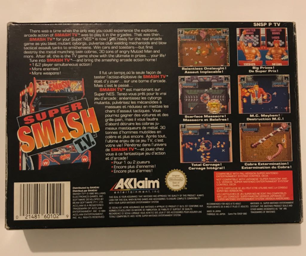 Super Smash TV - Nintendo Super Nintendo Entertainment System (SNES) video game collectible - Main Image 2