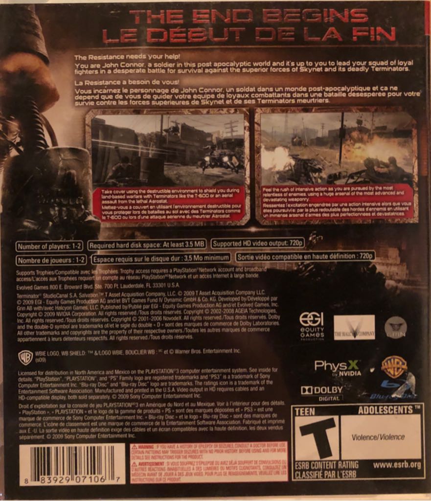 Terminator Salvation - Sony PlayStation 3 (PS3) (1-2) video game collectible [Barcode 777721480625] - Main Image 2