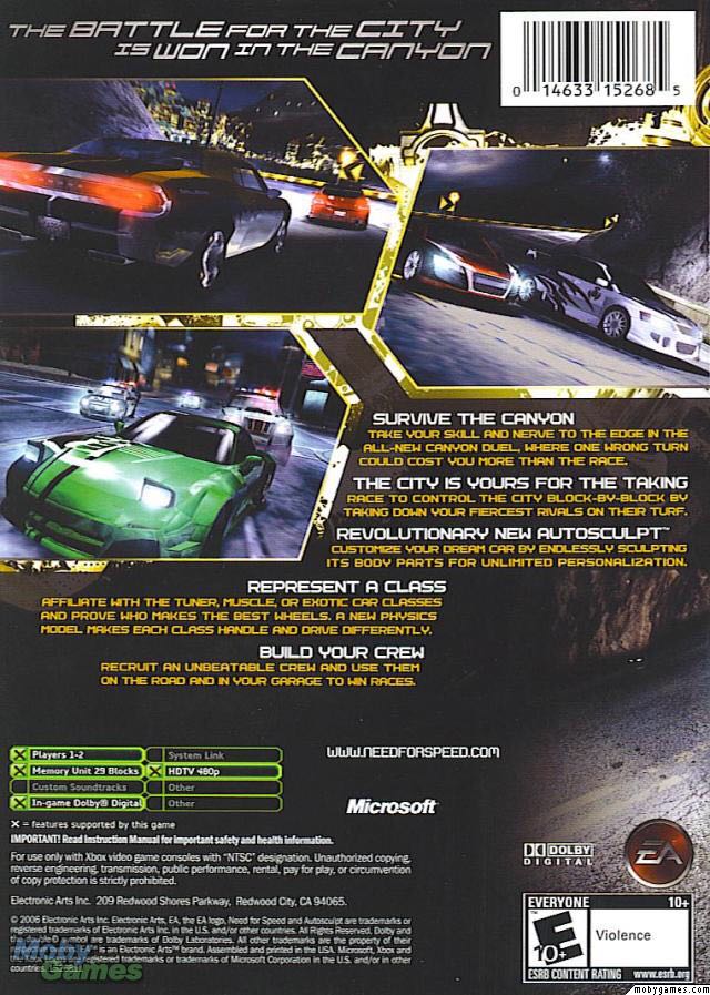 Need for Speed: Carbon - Microsoft Xbox (EA Games - 1) video game collectible [Barcode 014633152685] - Main Image 2