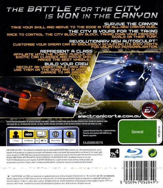 Need For Speed: Carbon - Sony PlayStation 3 (PS3) (Electronic Arts/EA Games - 8) video game collectible [Barcode 5030930052843] - Main Image 2