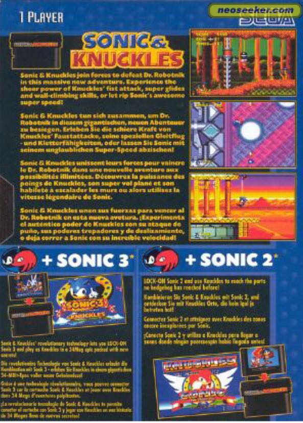 Sonic and Knuckles - Sega Genesis (Mega Drive) video game collectible - Main Image 2
