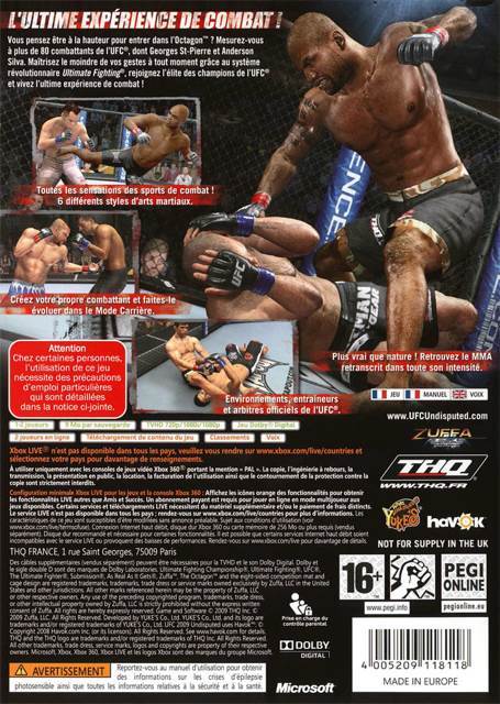 UFC Undisputed 2009 - Microsoft Xbox 360 video game collectible [Barcode 4005209130363] - Main Image 2