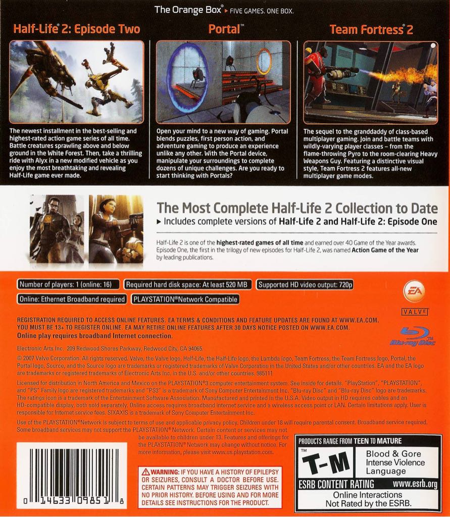 The Orange Box - Sony PlayStation 3 (PS3) (Electronic Arts - 1) video game collectible [Barcode 01076172] - Main Image 2