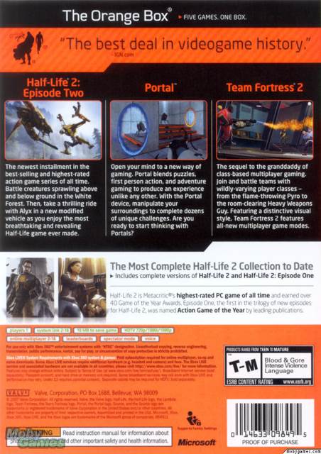 The Orange Box - Microsoft Xbox 360 (Backwards compatible - 1) video game collectible [Barcode 014633098495] - Main Image 2