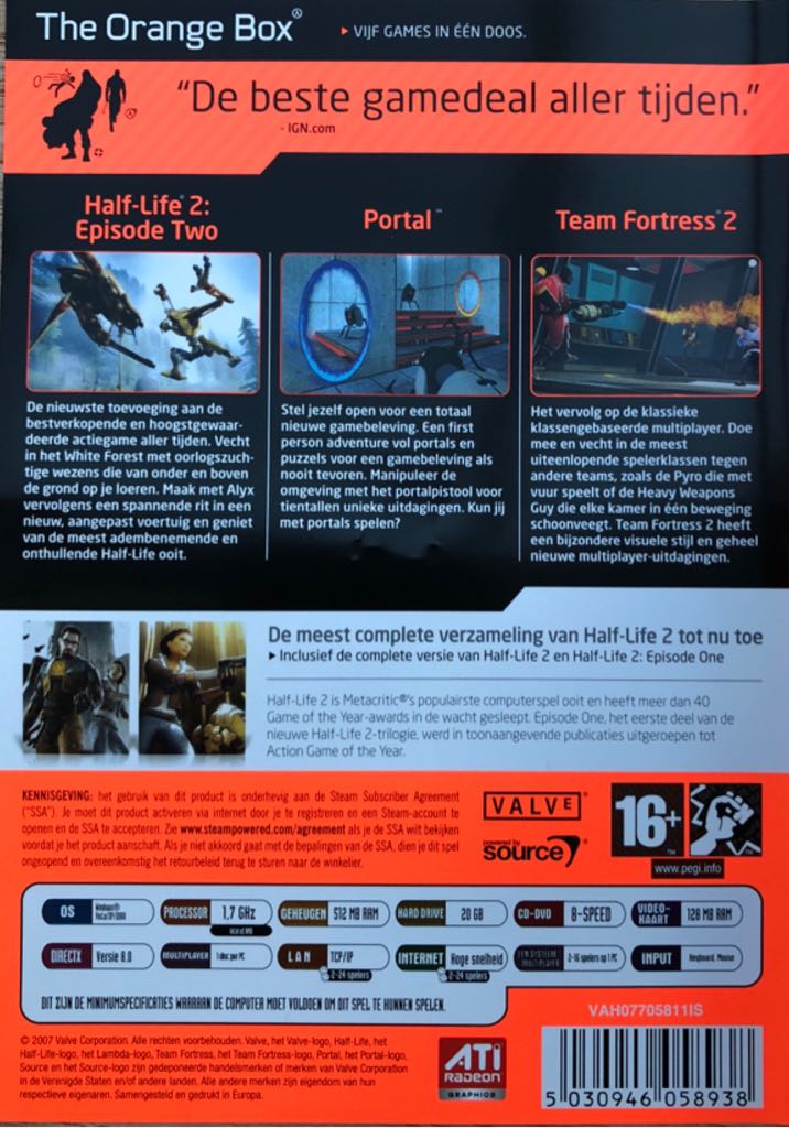 Orange Box, The - PC (Valve Corporation - 1) video game collectible [Barcode 014633098525] - Main Image 2