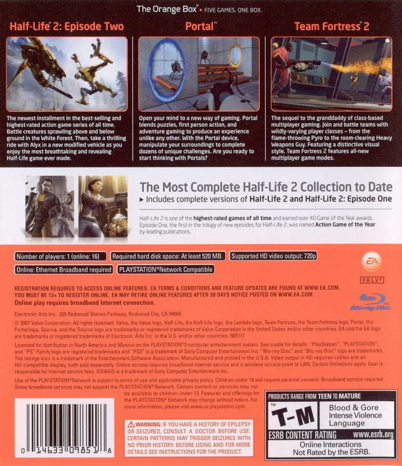 The Orange Box - Sony PlayStation 3 (PS3) (EA Games - 1) video game collectible [Barcode 5030945055297] - Main Image 2