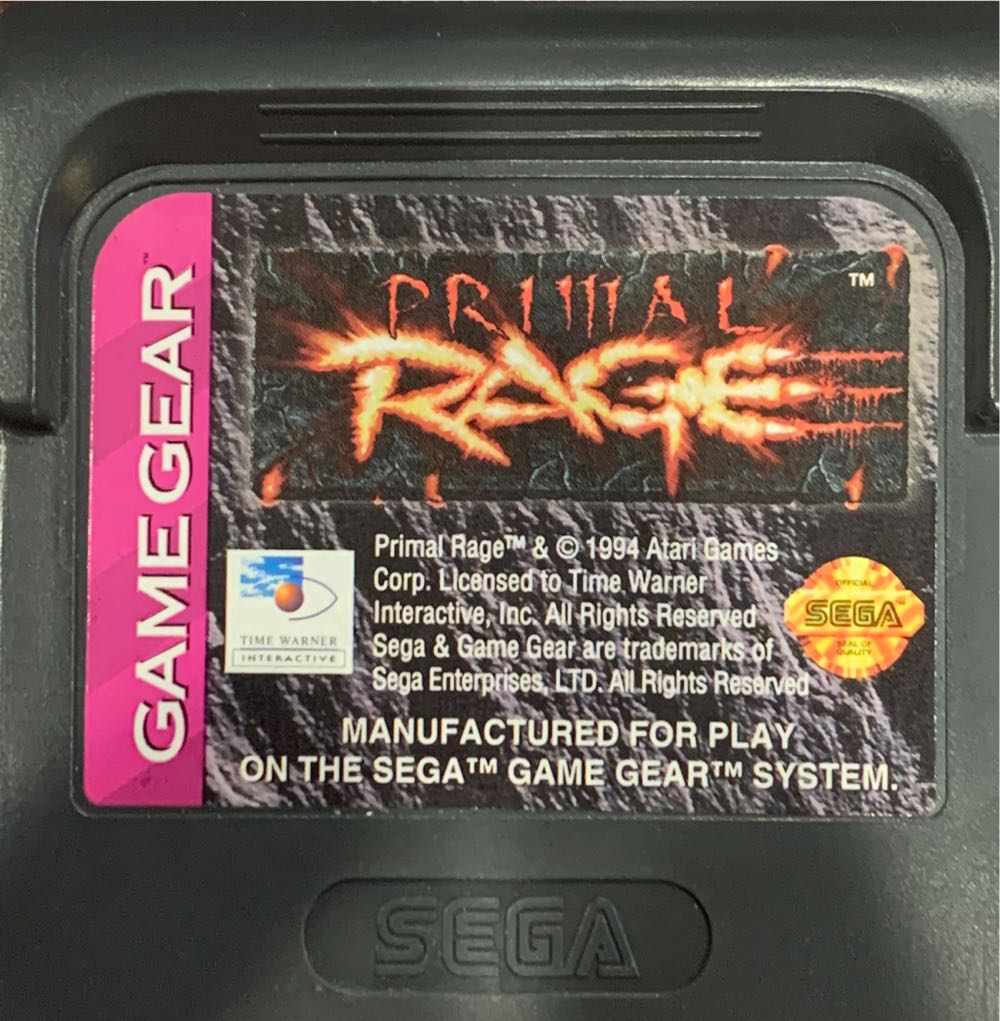 Primal Rage - Sega Game Gear (Time Warner Interactive - 1-2) video game collectible [Barcode 031763108610] - Main Image 2