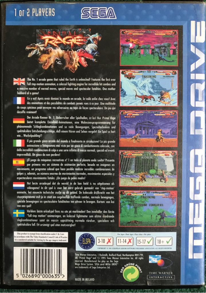 Primal Rage - Sega Mega Drive (1-2) video game collectible [Barcode 5026890000635] - Main Image 2