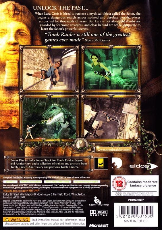 Tomb Raider - Anniversary - Microsoft Xbox 360 (Halifax - 1) video game collectible [Barcode 5021290031524] - Main Image 2