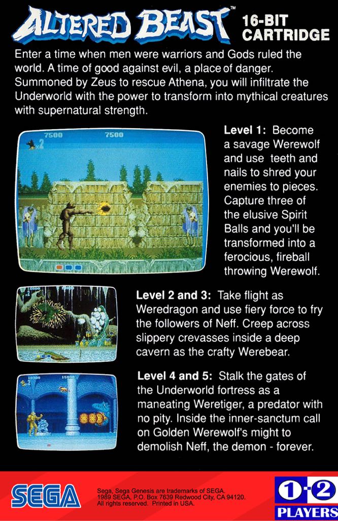 Altered Beast - Sega Genesis (Mega Drive) (Sega - 1) video game collectible - Main Image 2