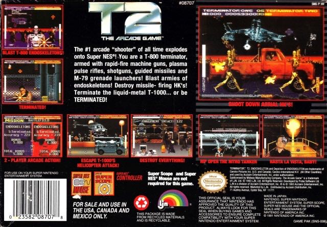 T2: The Arcade Game - Nintendo Super Nintendo Entertainment System (SNES) (LJN, Ltd. - 1-2) video game collectible - Main Image 2