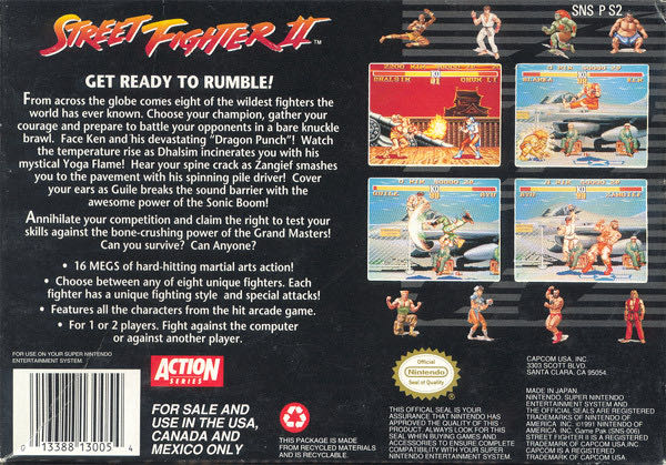 Street Fighter II - Nintendo Super Nintendo Entertainment System (SNES) (Capcom - 2) video game collectible - Main Image 2