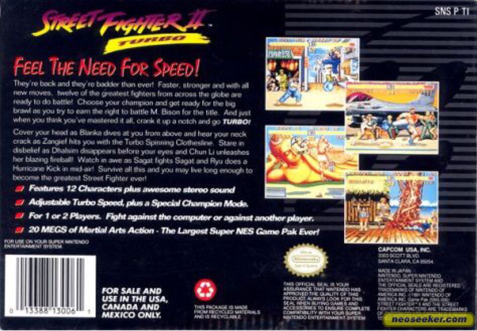 Street Fighter II - Nintendo Super Nintendo Entertainment System (SNES) (Capcom - 2) video game collectible - Main Image 2