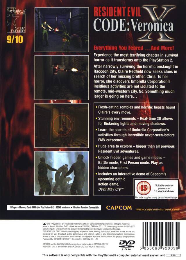 Resident Evil: Code: Veronica X - Sony PlayStation 2 (PS2) (Capcom - 1) video game collectible [Barcode 5055060920046] - Main Image 2