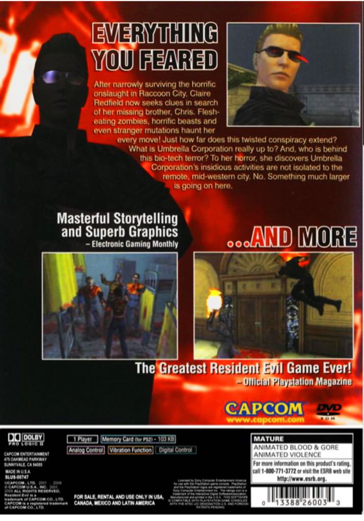 Resident Evil Code: Veronica X (Greatest Hits) - Sony PlayStation 2 (PS2) (Capcom - 1) video game collectible - Main Image 2