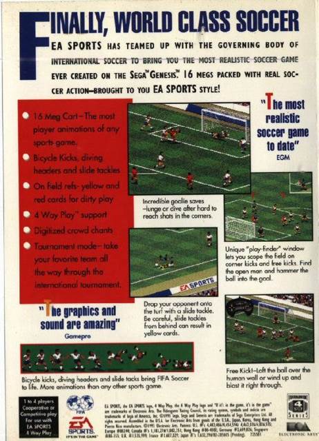 FIFA International Soccer - Sega Genesis (Mega Drive) (Ea Sports - 4) video game collectible [Barcode 014633072556] - Main Image 2