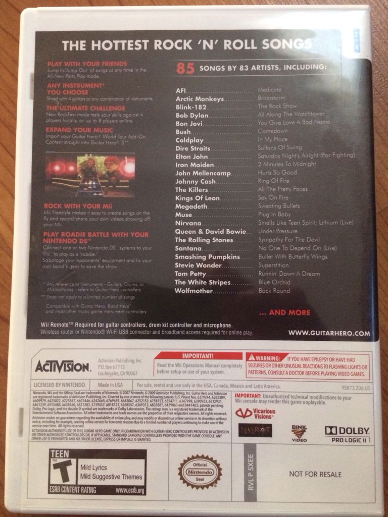 Guitar Hero 5  - Nintendo Wii (Actavision) video game collectible - Main Image 2