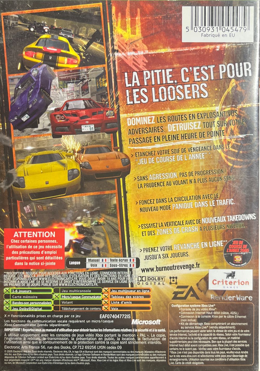 Burnout revenge - Microsoft Xbox (Electronic Arts/EA Games - 1-6) video game collectible [Barcode 5030931045479] - Main Image 2