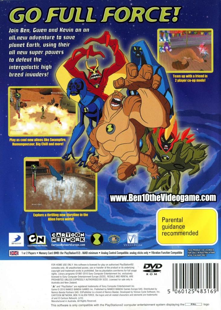 Ben 10 Alien Force - Sony PlayStation 2 (PS2) (Monkey Bar Games - 1-2) video game collectible [Barcode 879278120051] - Main Image 2
