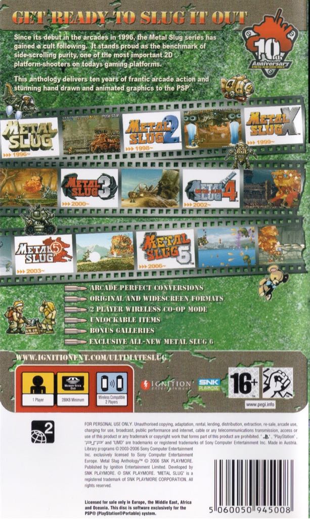 Metal Slug Anthology - Sony PlayStation Portable (PSP) (Ignition Entertainment Ltd - 1) video game collectible [Barcode 5060050945046] - Main Image 2