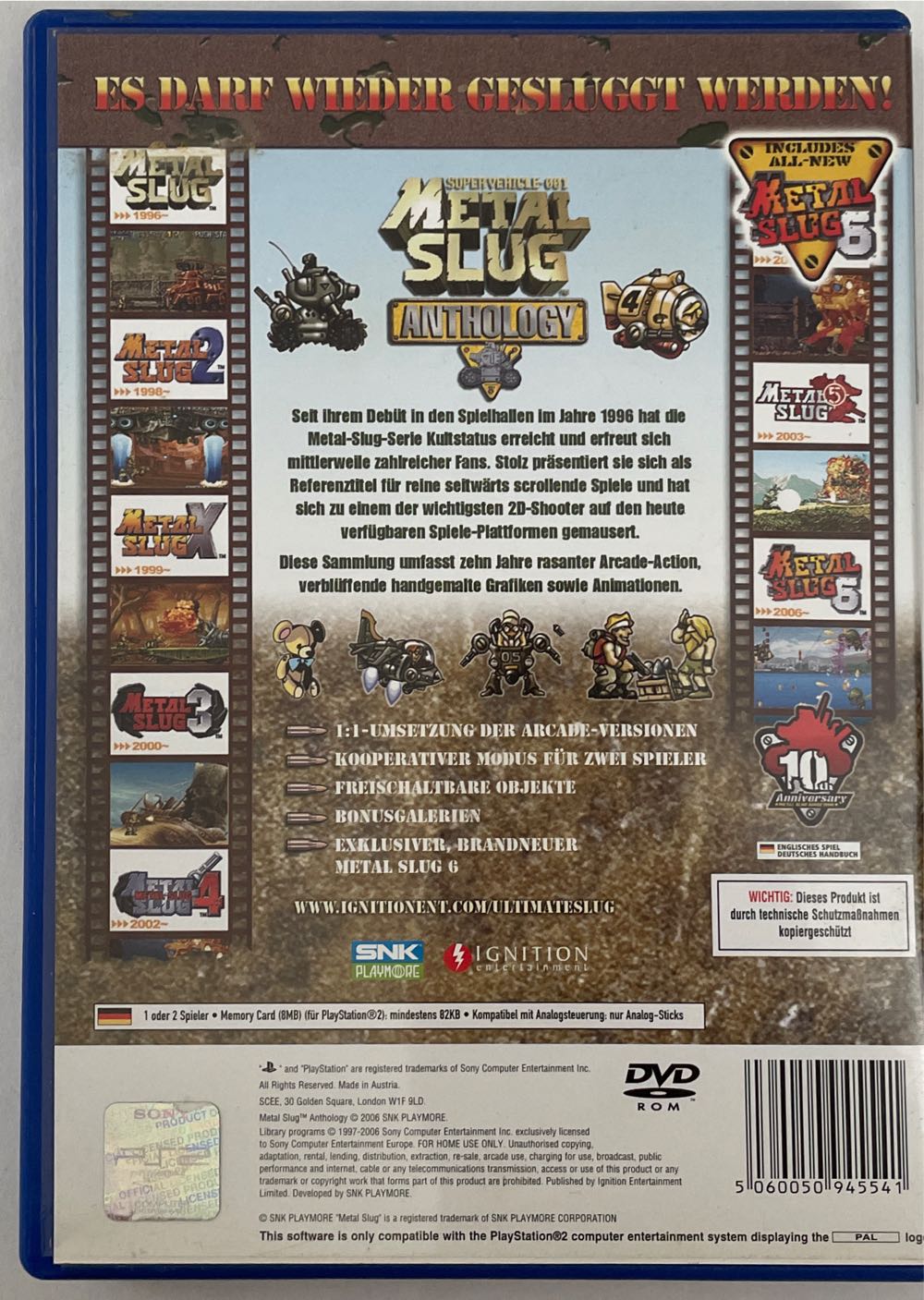 Metal Slug Anthology - Sony PlayStation 2 (PS2) (Ignition Entertainment Ltd. - 2) video game collectible [Barcode 5060050945541] - Main Image 2