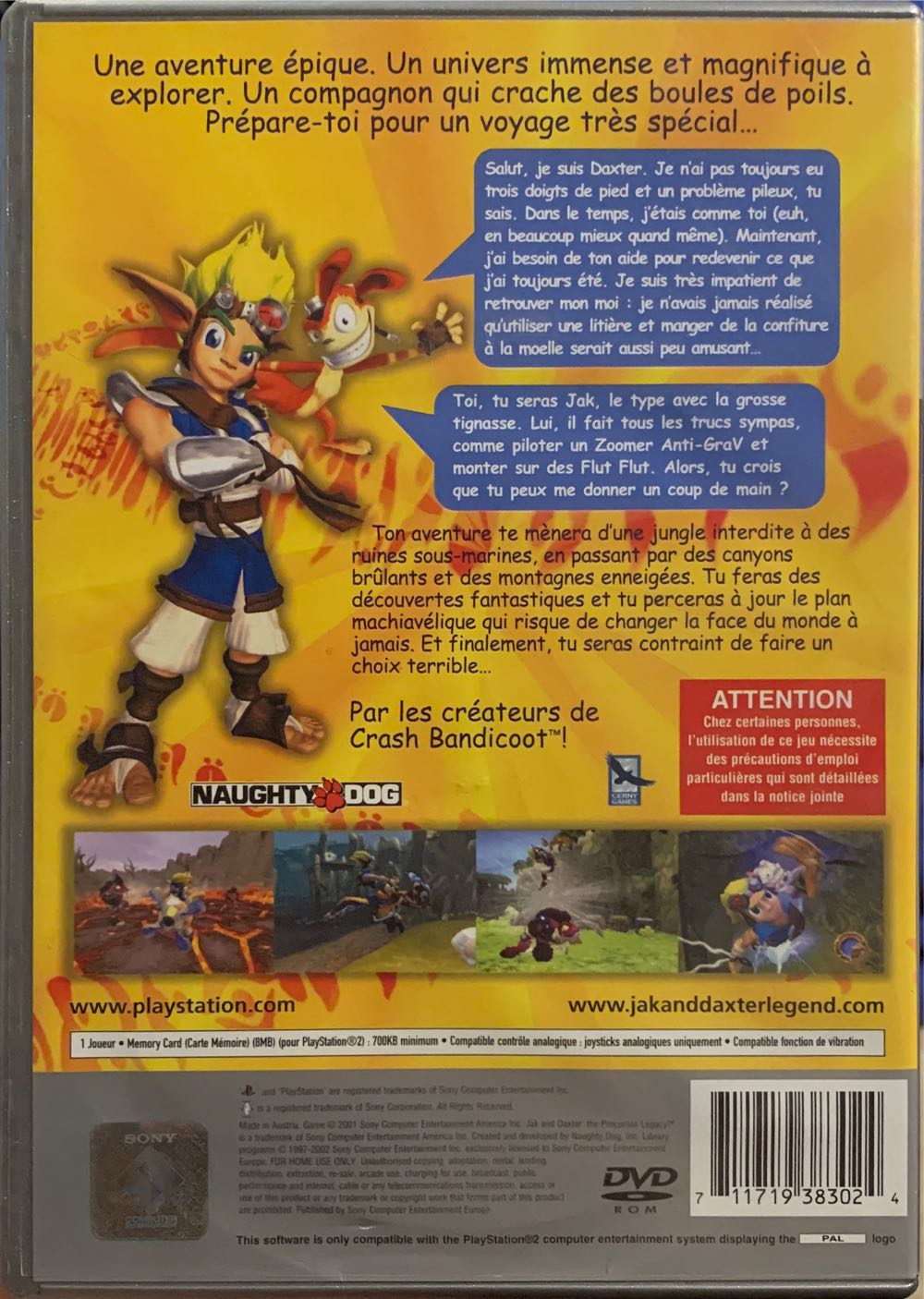 Jak and Daxter - Sony PlayStation 2 (PS2) (1) video game collectible [Barcode 711719383024] - Main Image 2