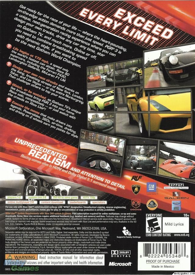 Project Gotham Racing 3 Platinum Hits - Microsoft Xbox 360 (Microsoft Game Studios - 2) video game collectible [Barcode 882214153464] - Main Image 2