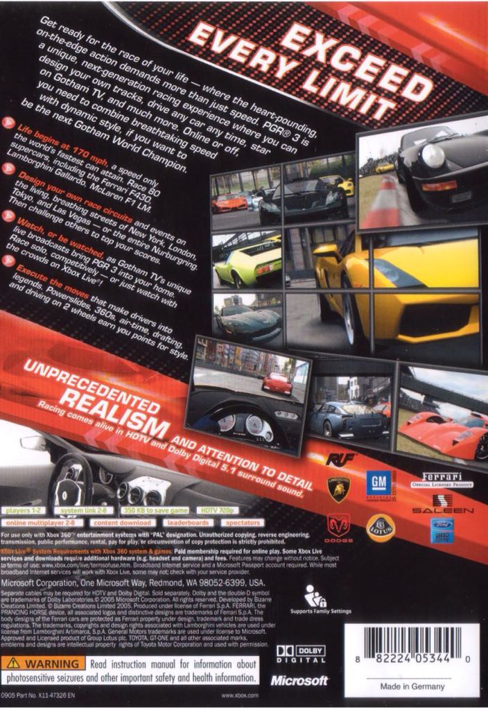 Project Gotham Racing 3 - Microsoft Xbox 360 (Microsoft Game Studios - 1) video game collectible [Barcode 882224076234] - Main Image 2