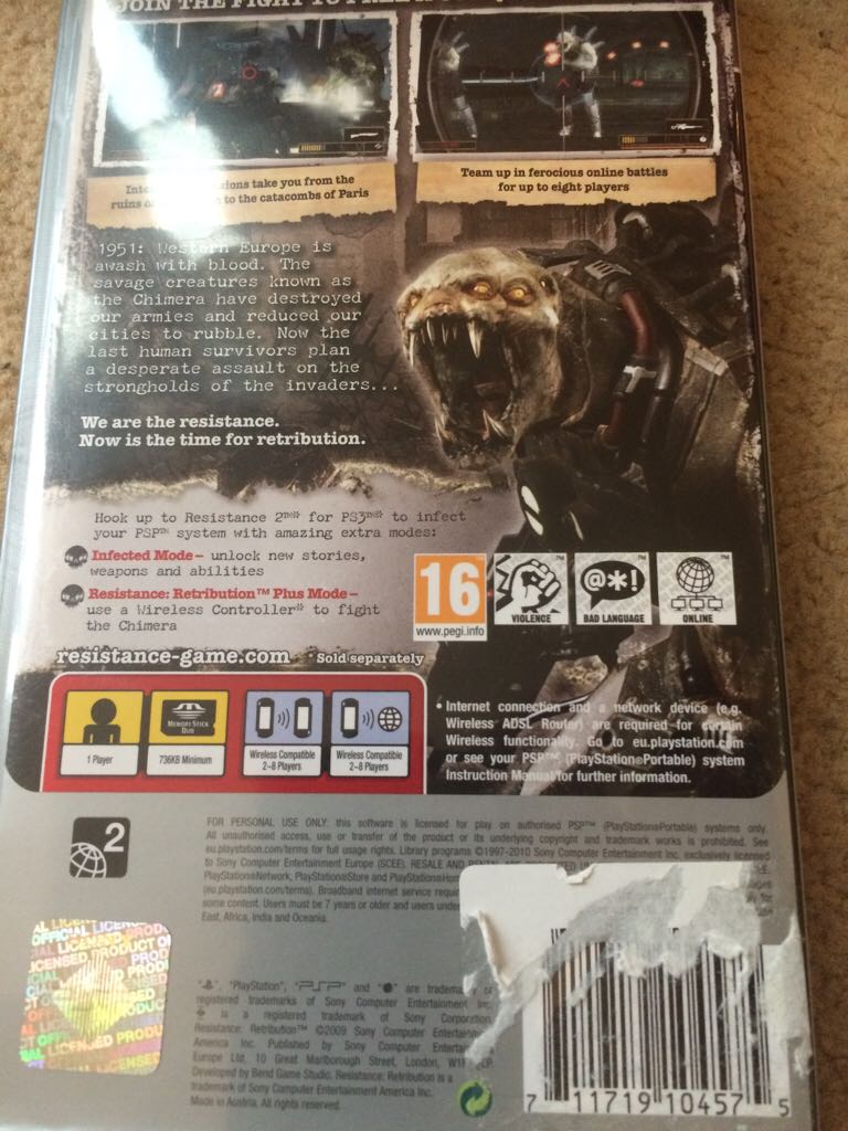 Resistance Retribution - Sony PlayStation Portable (PSP) video game collectible [Barcode 711719104575] - Main Image 2