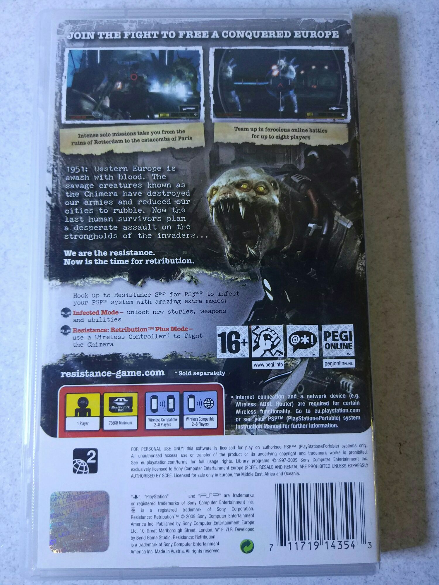 Resistance Retribution - Sony PlayStation Portable (PSP) video game collectible [Barcode 711719143543] - Main Image 2