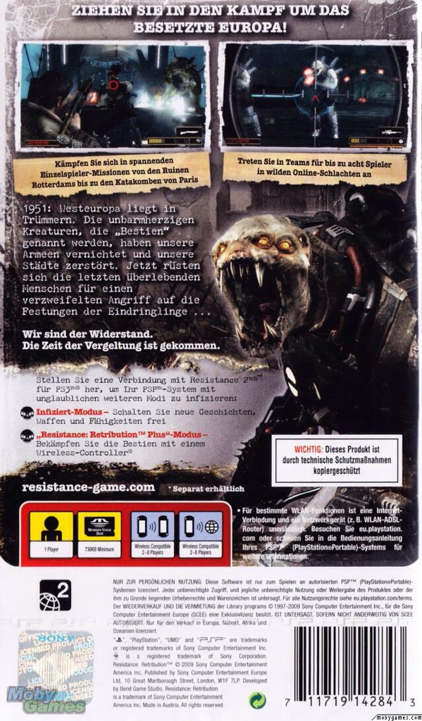 Resistance Retribution - Sony PlayStation Portable (PSP) video game collectible [Barcode 711719218111] - Main Image 2